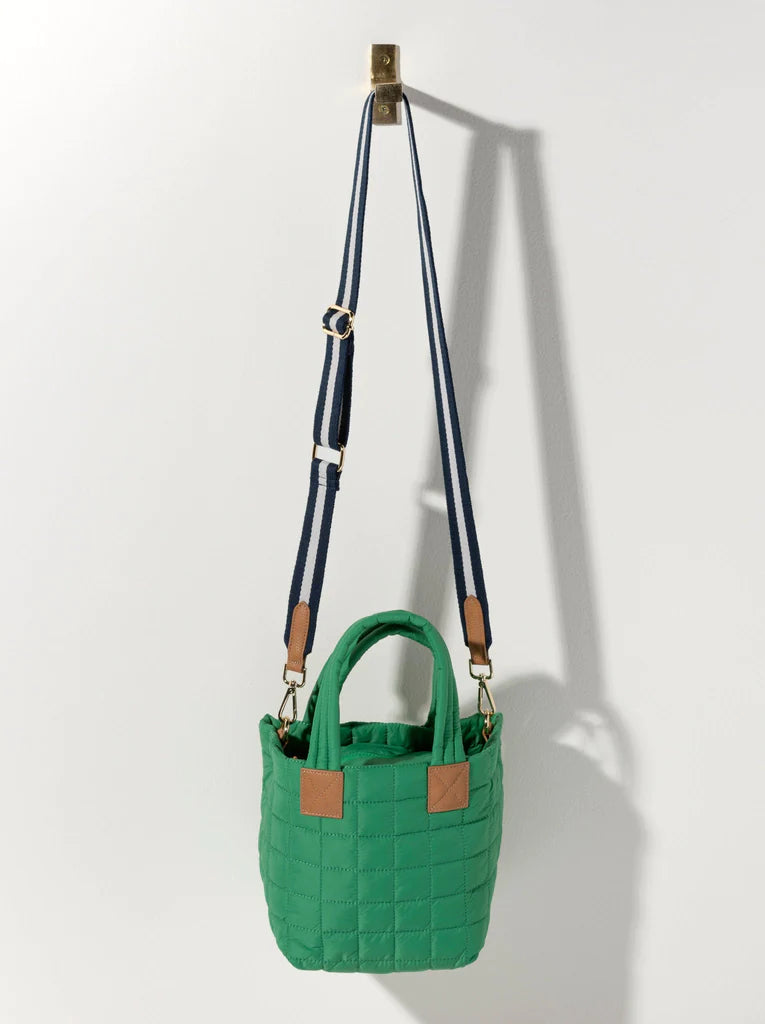 SHIRALEAH EZRA QUILTED NYLON MINI TOTE CROSS-BODY, GREEN