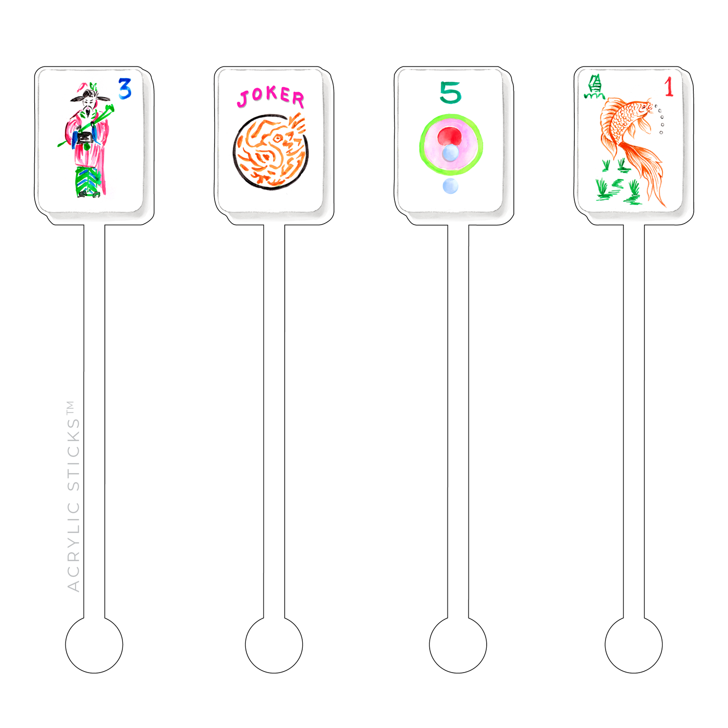 LET'S PLAY MAHJONG ACRYLIC STIR STICKS COMBO - Bella Boutique