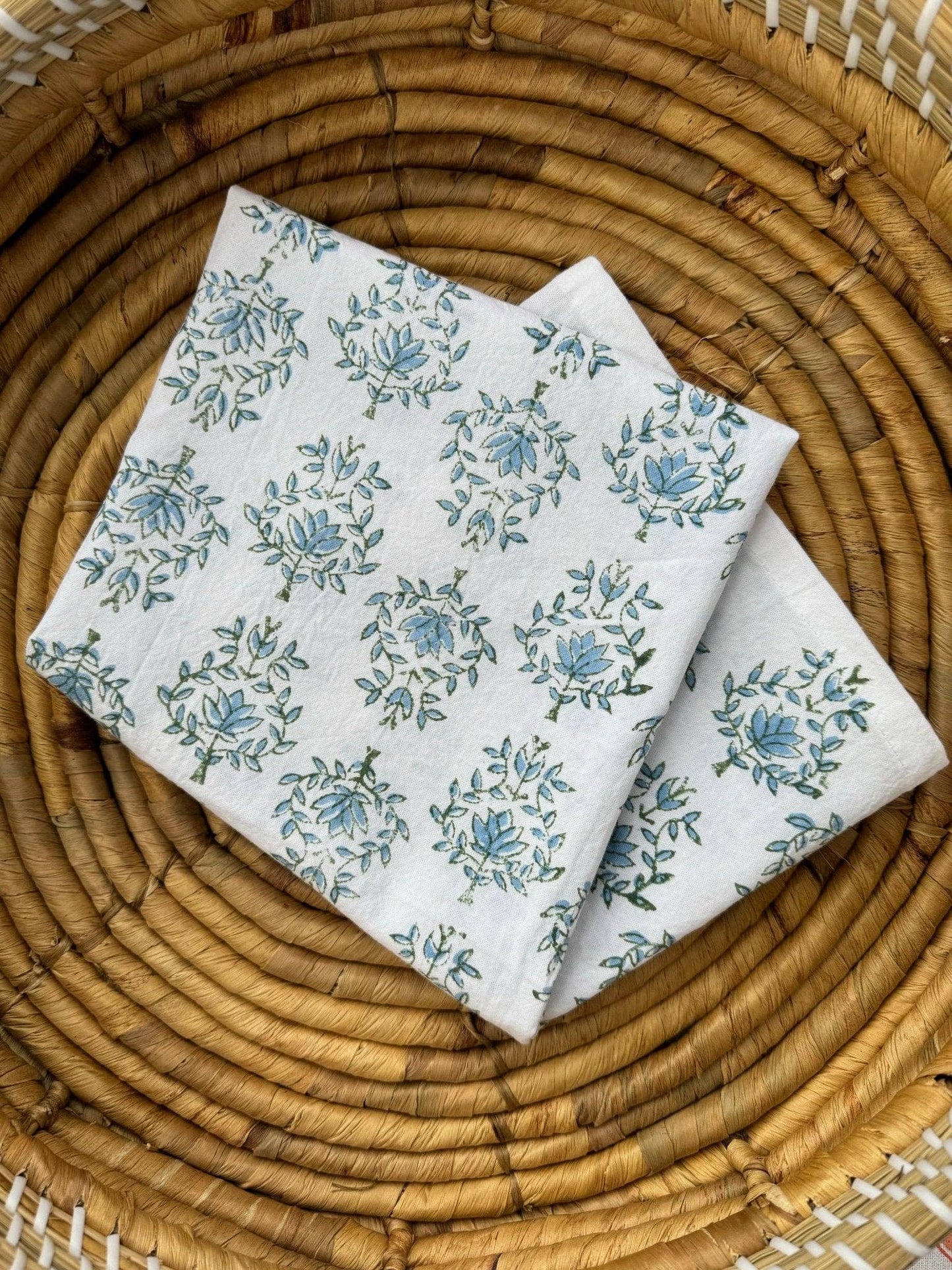 Tea Towel - Lotus, Sage & Uniform Blue - Bella Boutique
