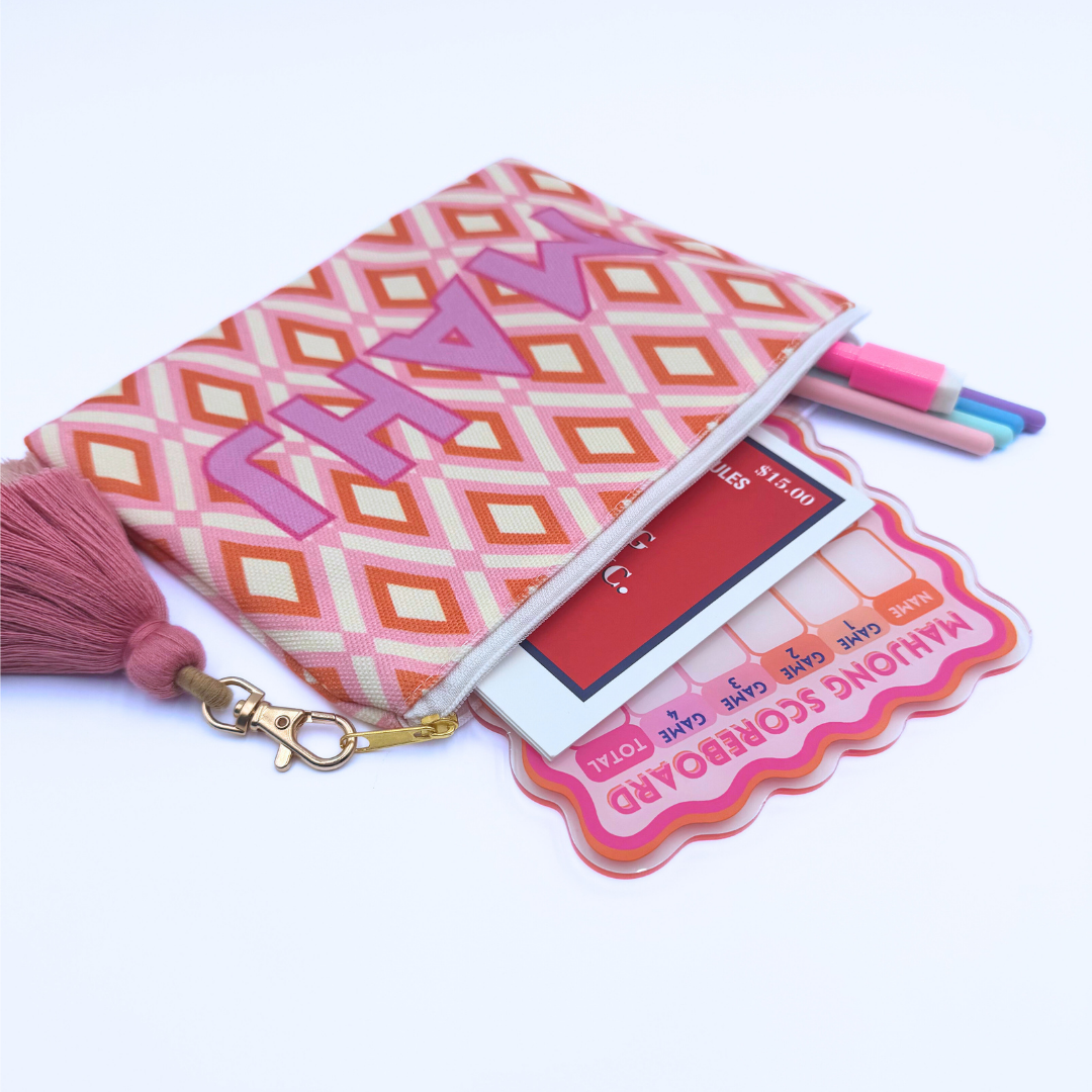 Mahjong Card & Accessory Bag | Fits Oversized League Cards & Mini 20mm Mahjong Tile Sets