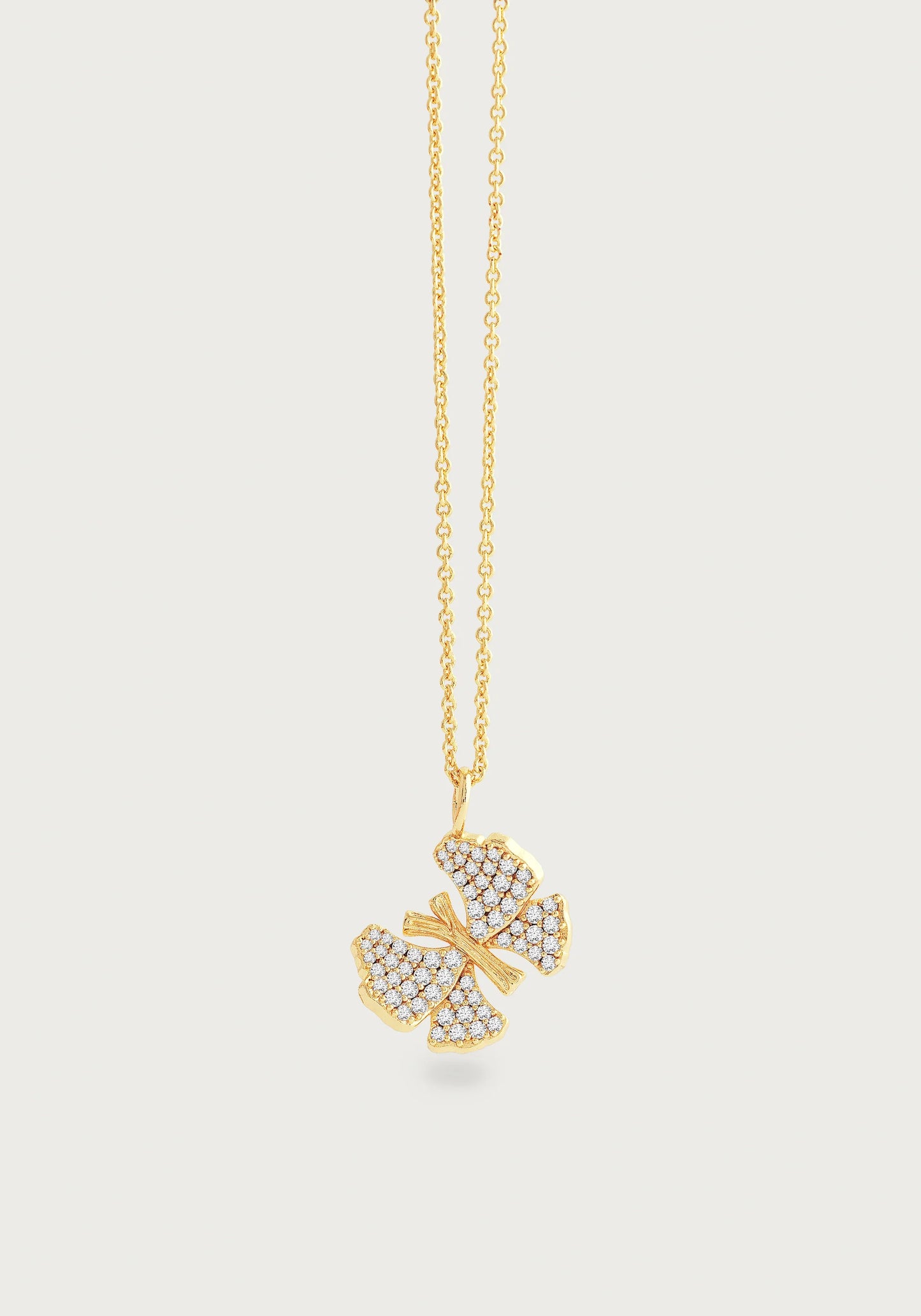 Butterfly White Pave Small Necklace - Bella Boutique