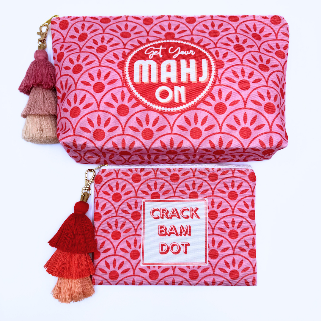 Mahjong Card & Accessory Bag | Fits Oversized League Cards & Mini 20mm Mahjong Tile Sets