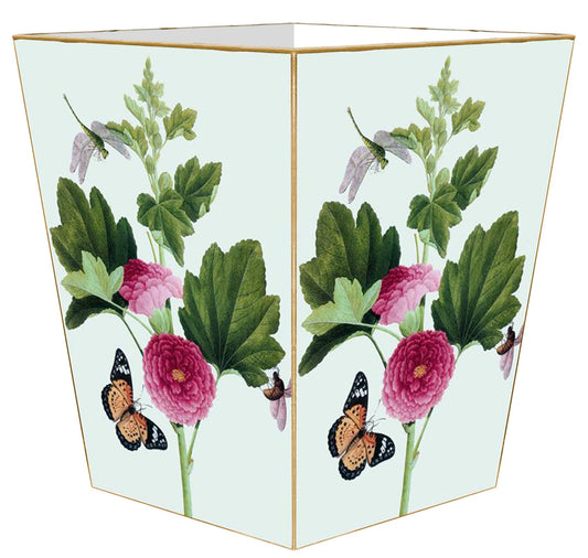 WB344-Pink Peony & Butterfly Wastepaper Basket - Bella Boutique