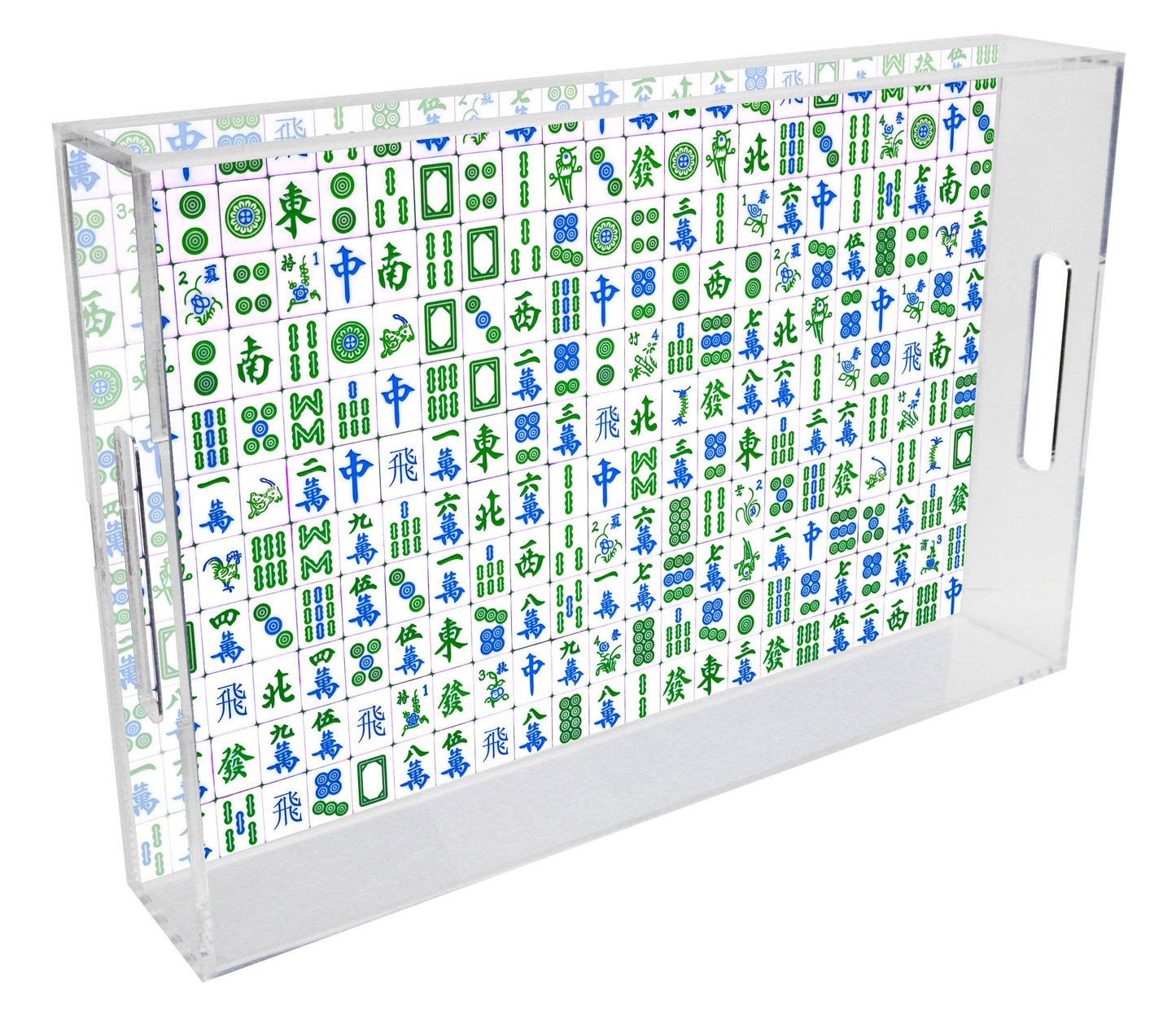 Blue & Green Mahjong Lucite Serving Tray - Bella Boutique