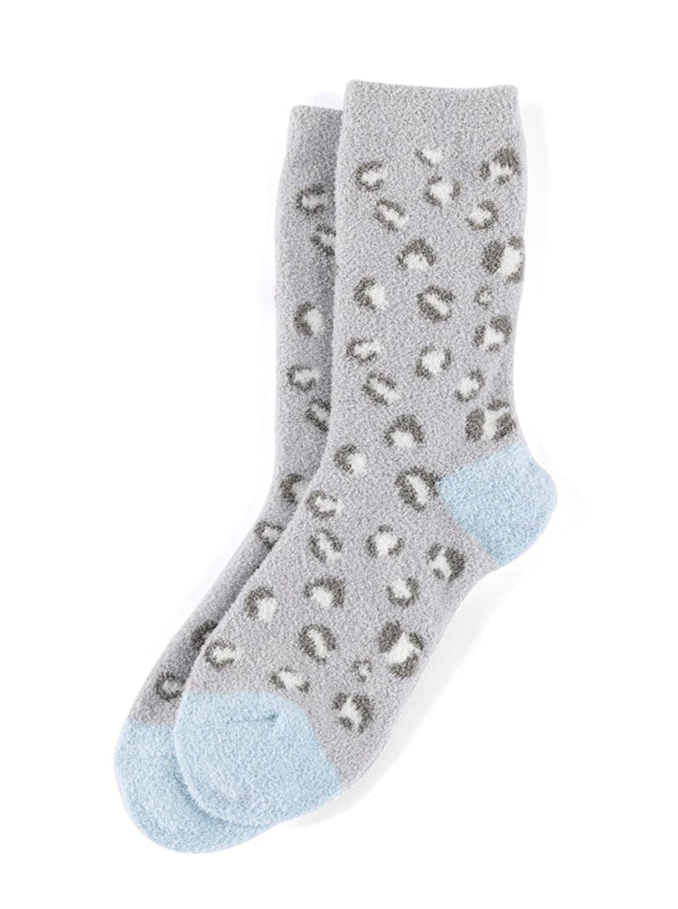 SHIRALEAH CHARLIE LEOPARD PRINT PLUSH SOCKS