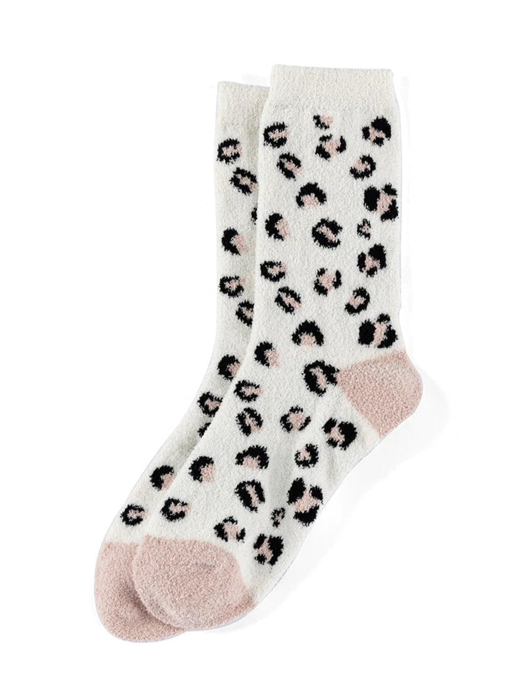 SHIRALEAH CHARLIE LEOPARD PRINT PLUSH SOCKS