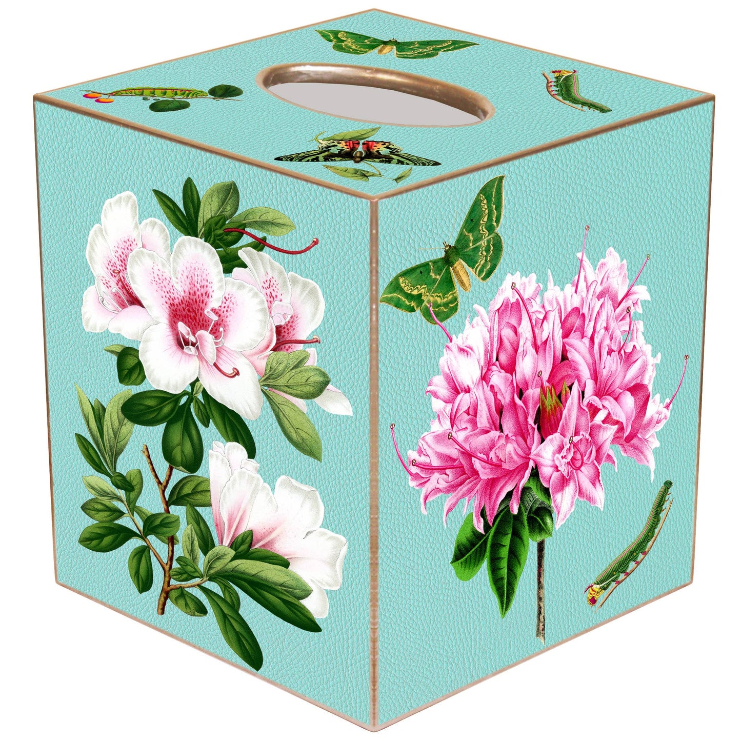 Azaleas on Aqua Tissue Box Cover