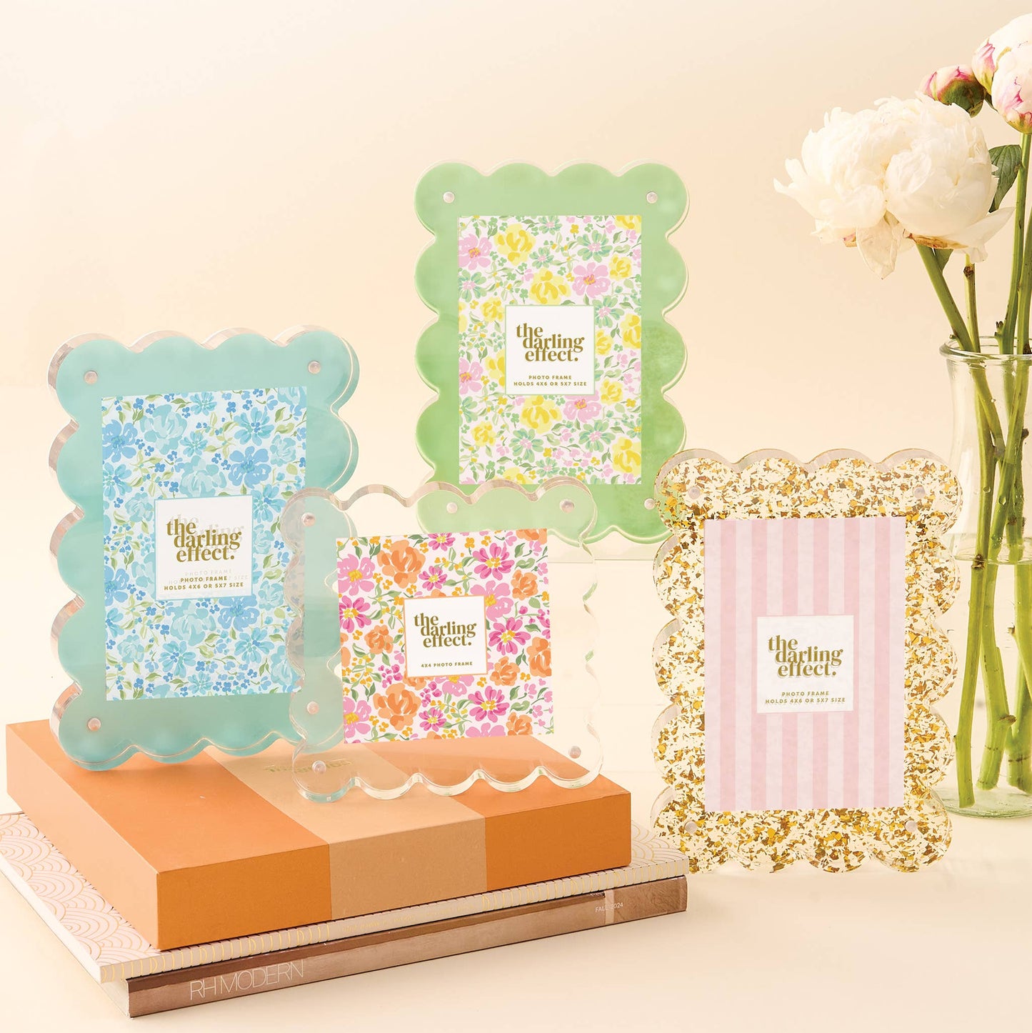 Square Scalloped Acrylic Frame-Green - Bella Boutique