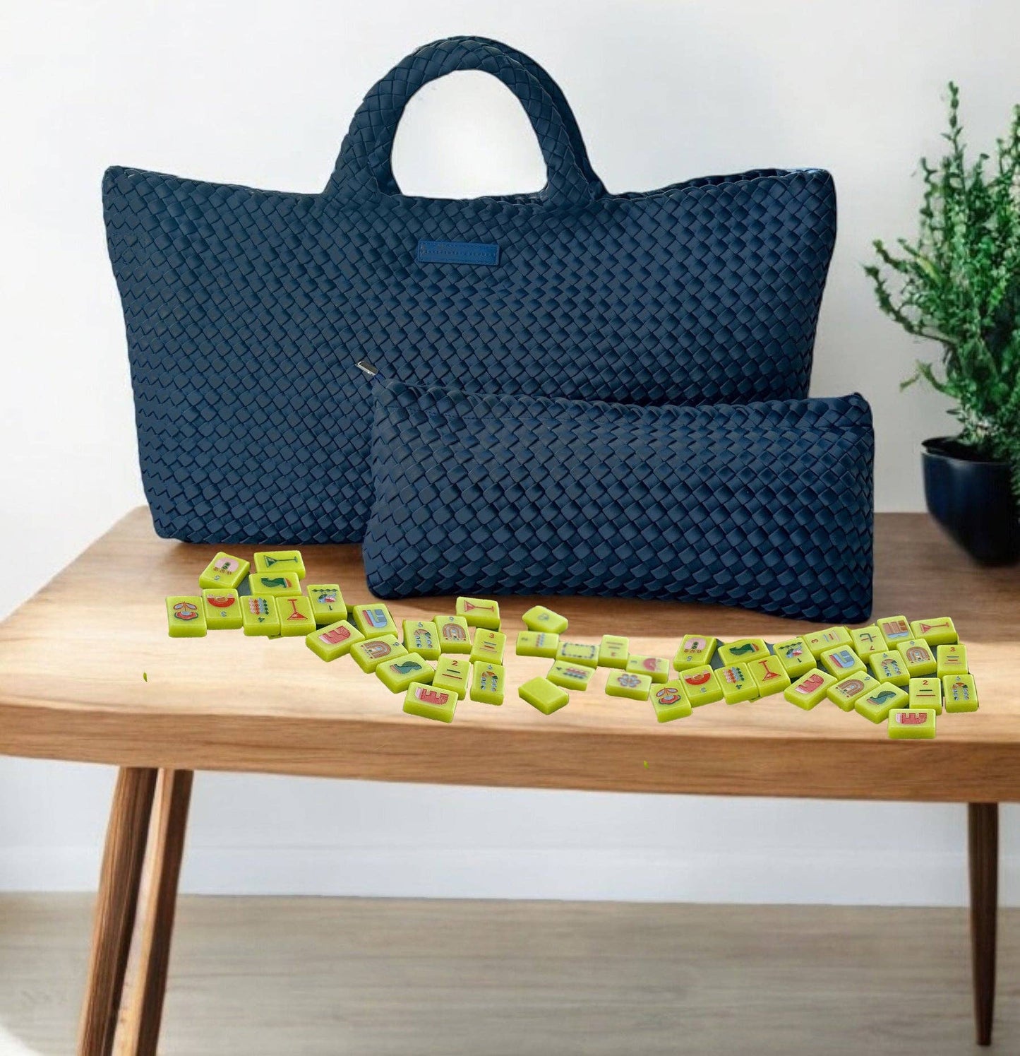 Navy Woven Tote