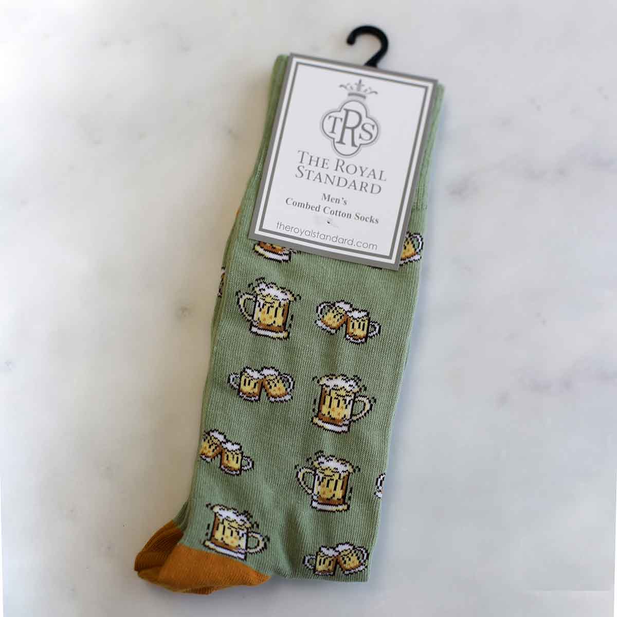 Men's Beer Cheers Socks Sage/Orange One Size - Bella Boutique