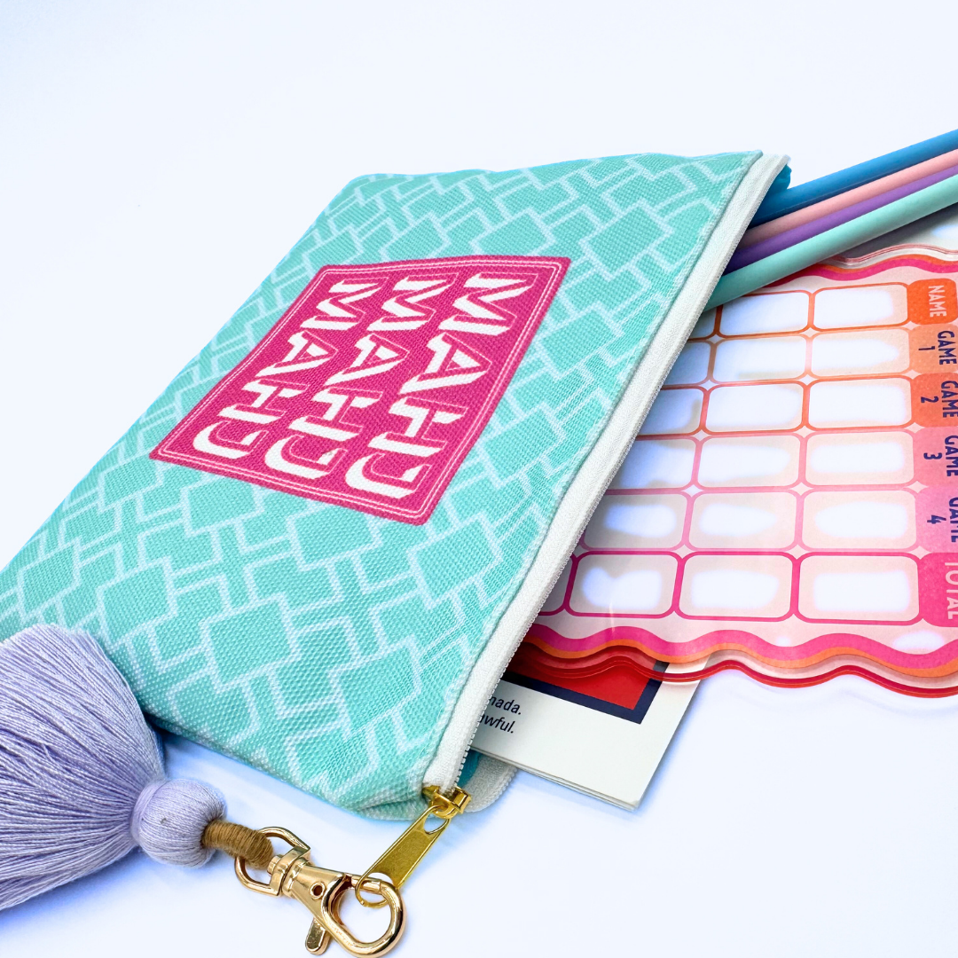 Mahjong Card & Accessory Bag | Turquoise Mahj Mahj Mahj