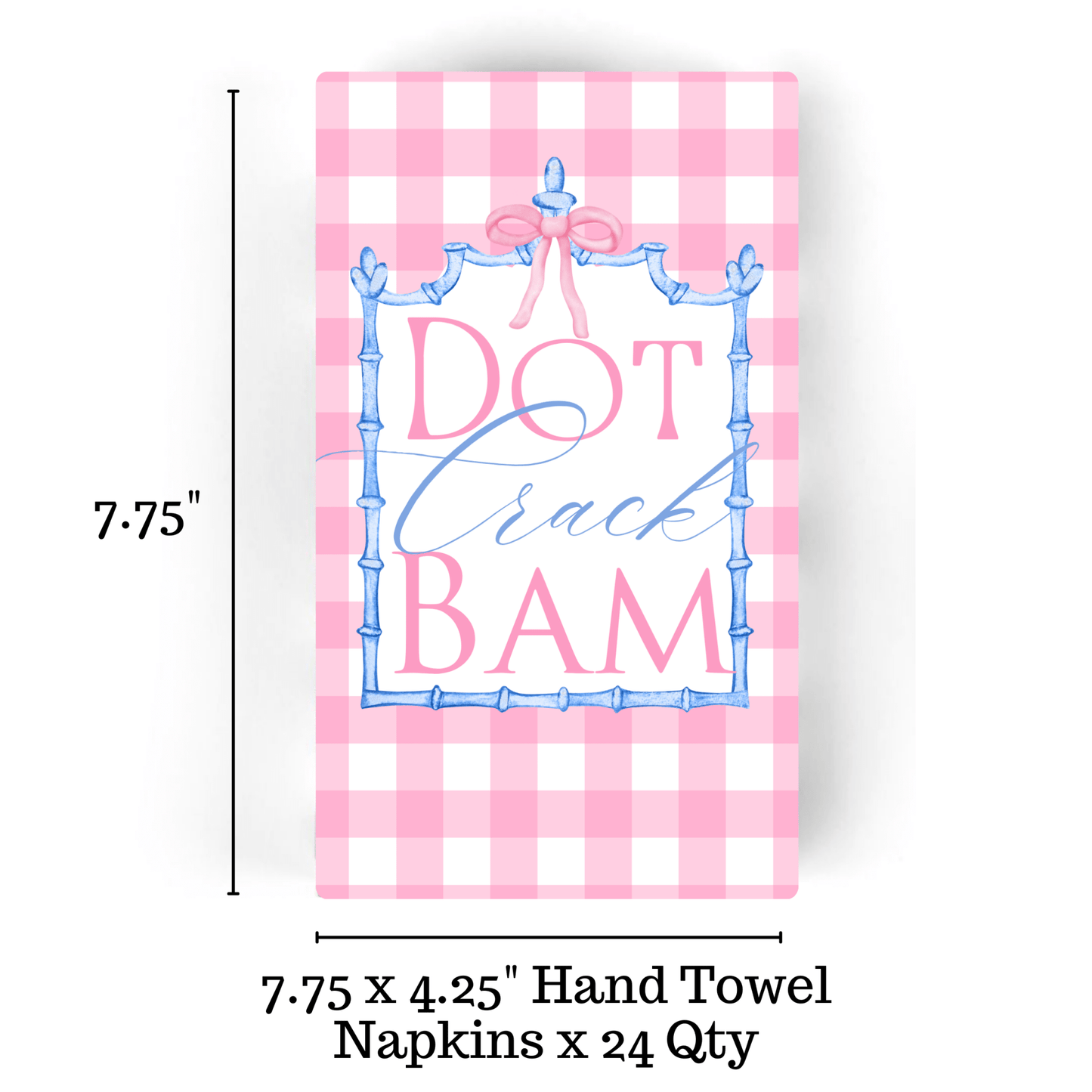 Mahjong Pink Plaid "Dot Crack Bam" 24ct Guest Napkins 3-ply - Bella Boutique