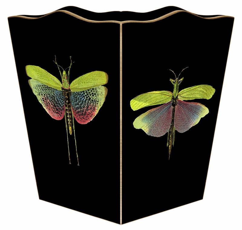 WB19-Dragonflies on Black Wastepaper Basket - Bella Boutique