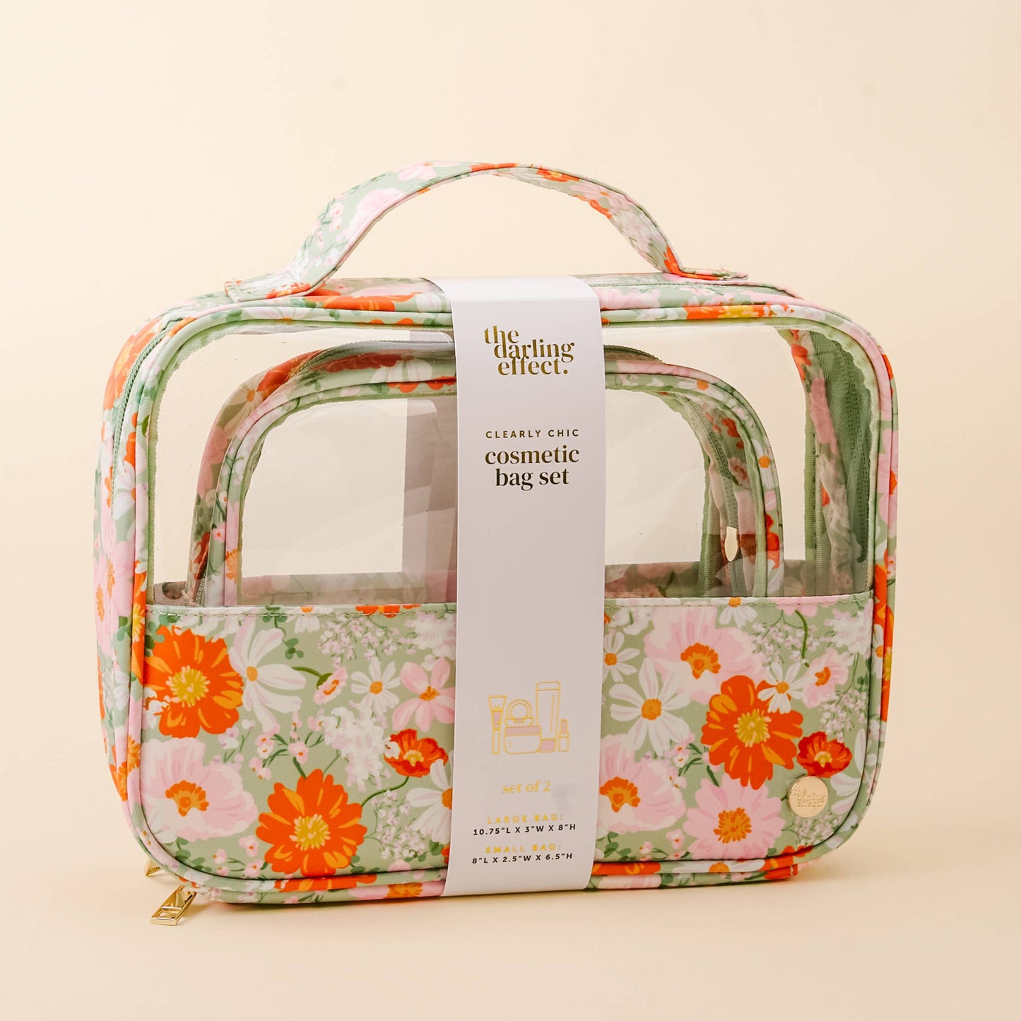 Clearly Chic Cosmetic Bag Set-Bouquet Beauty Sage - Bella Boutique