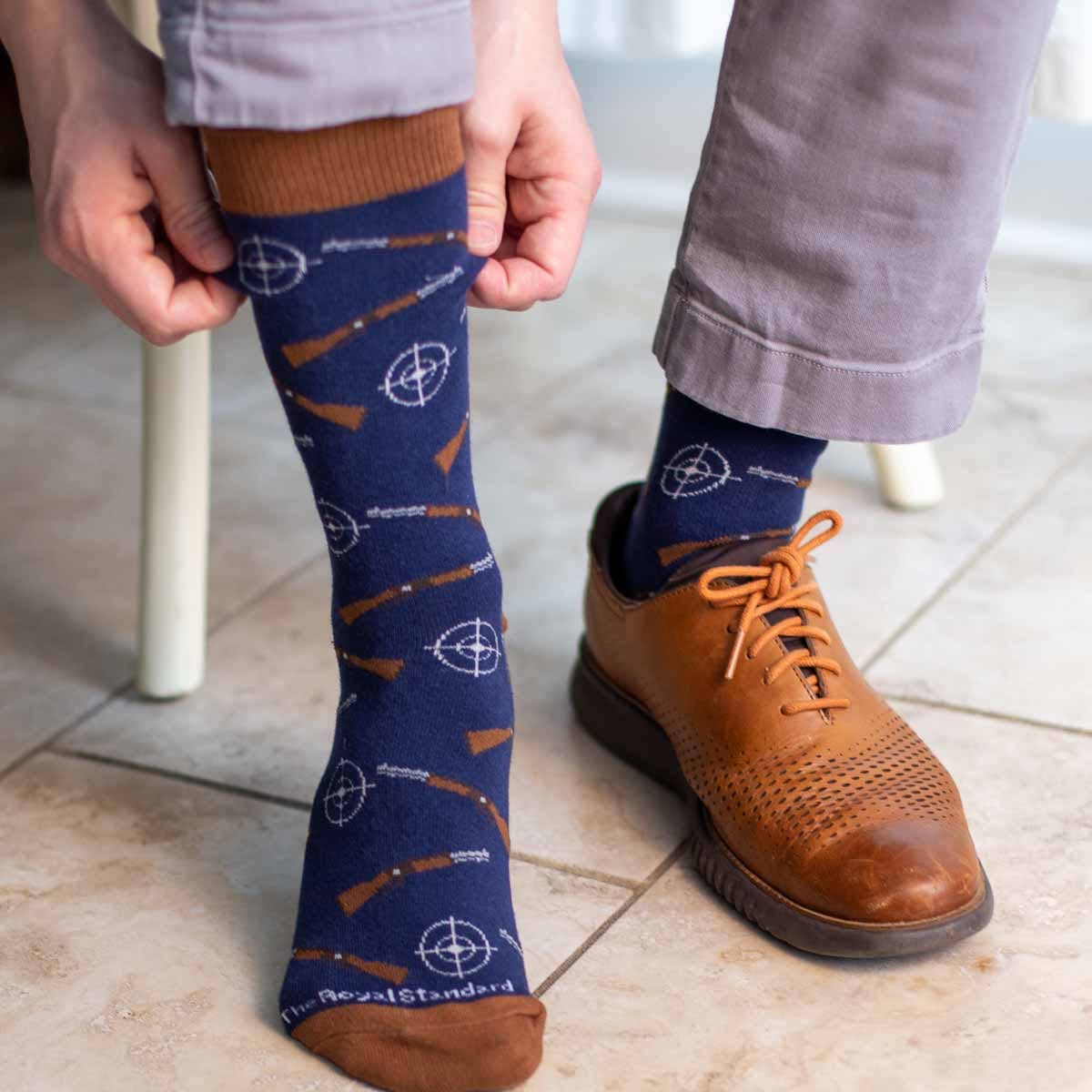 Men's Hunting Socks Navy/Brown One Size - Bella Boutique