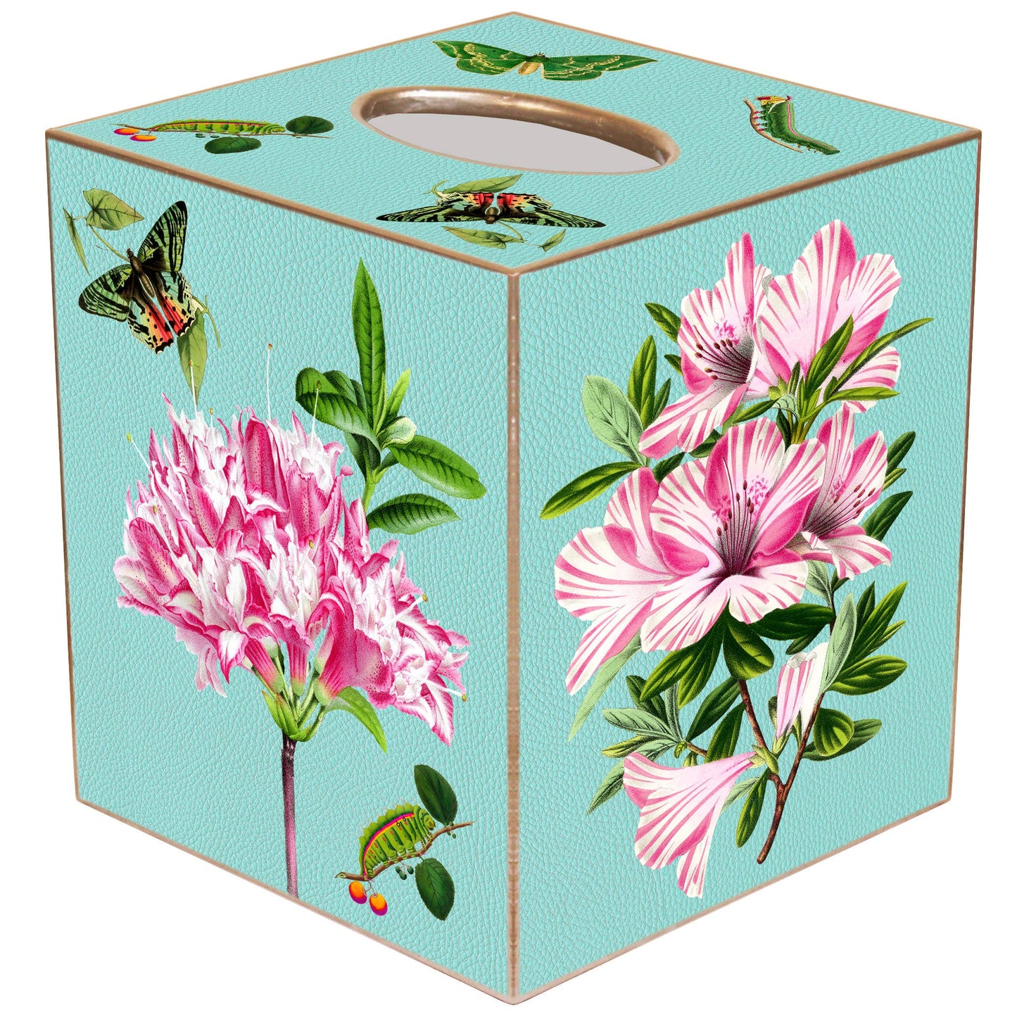 Azaleas on Aqua Tissue Box Cover