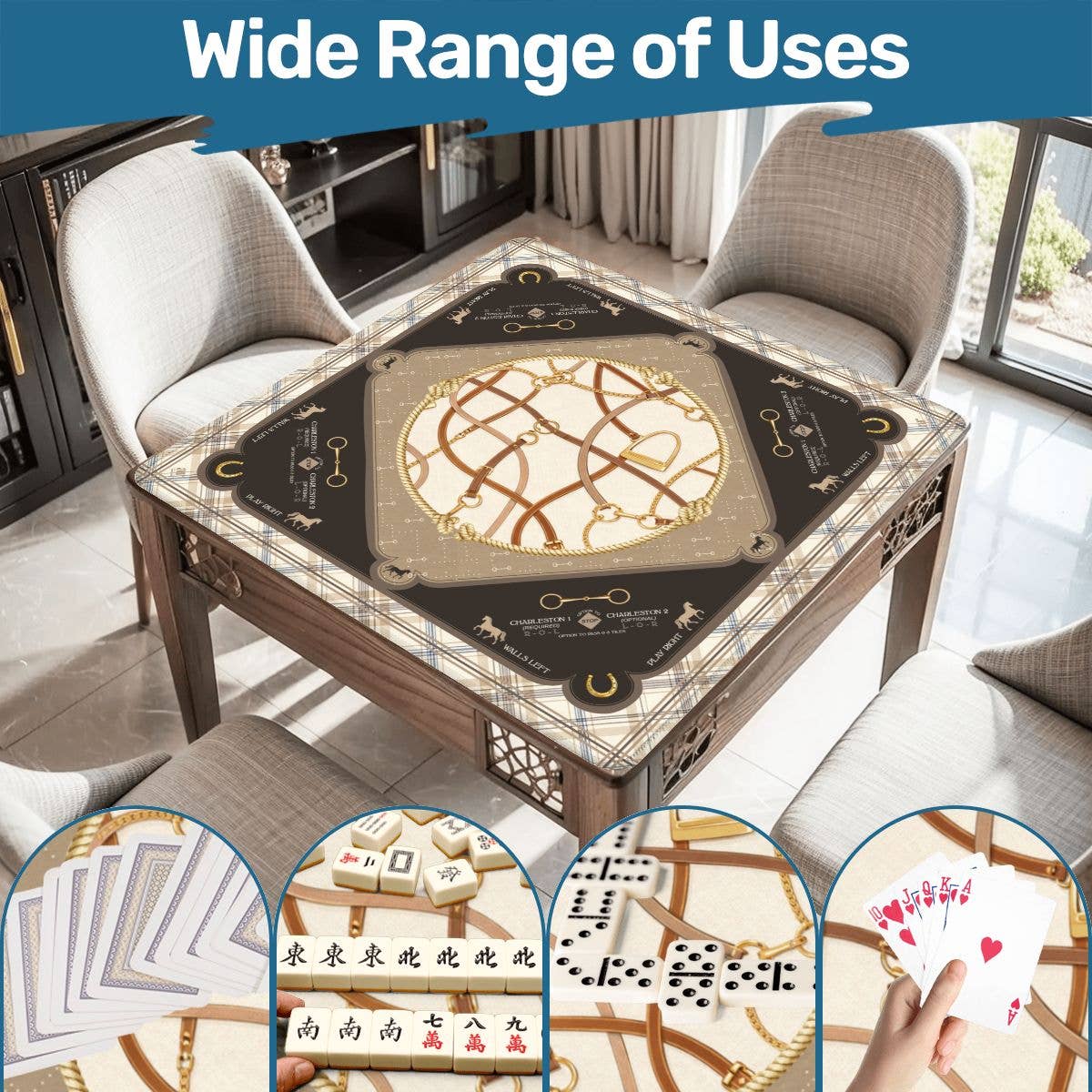 Saddles & Silk Mahjong Mat | The Equestrian Collection - Bella Boutique