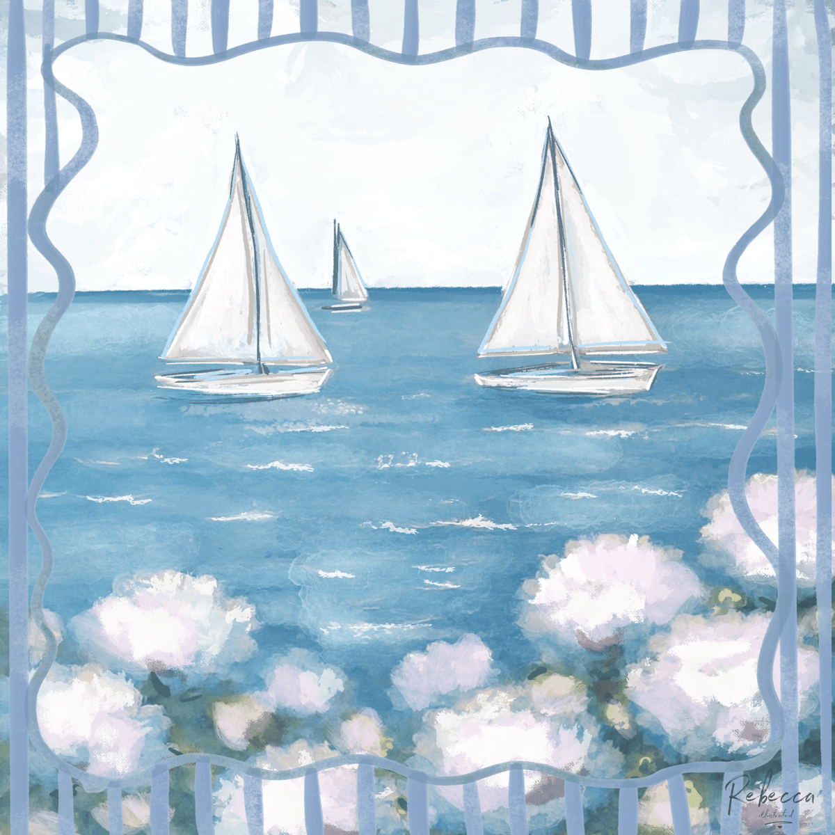 WHITE SAILBOATS-MAHJONG MAT - Bella Boutique