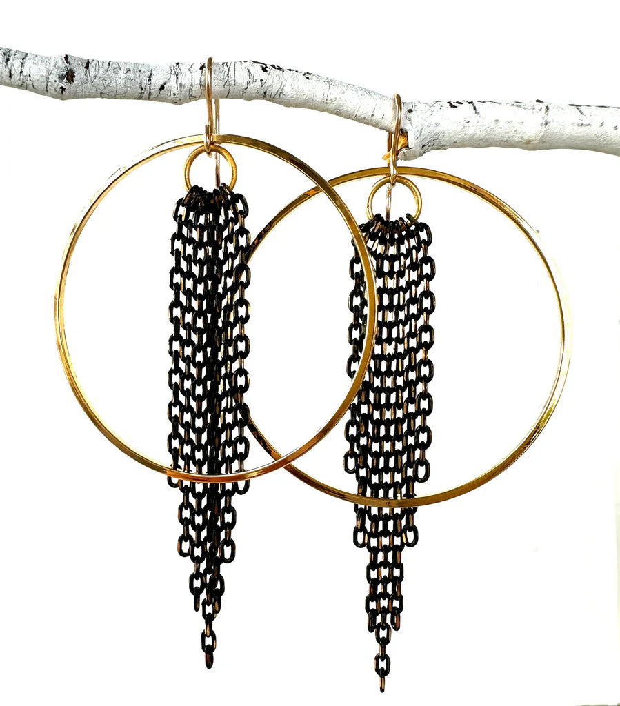 Black Tassel Circle Drop - Bella Boutique