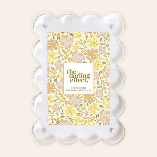 Rectangle Scalloped Acrylic Frame-White - Bella Boutique