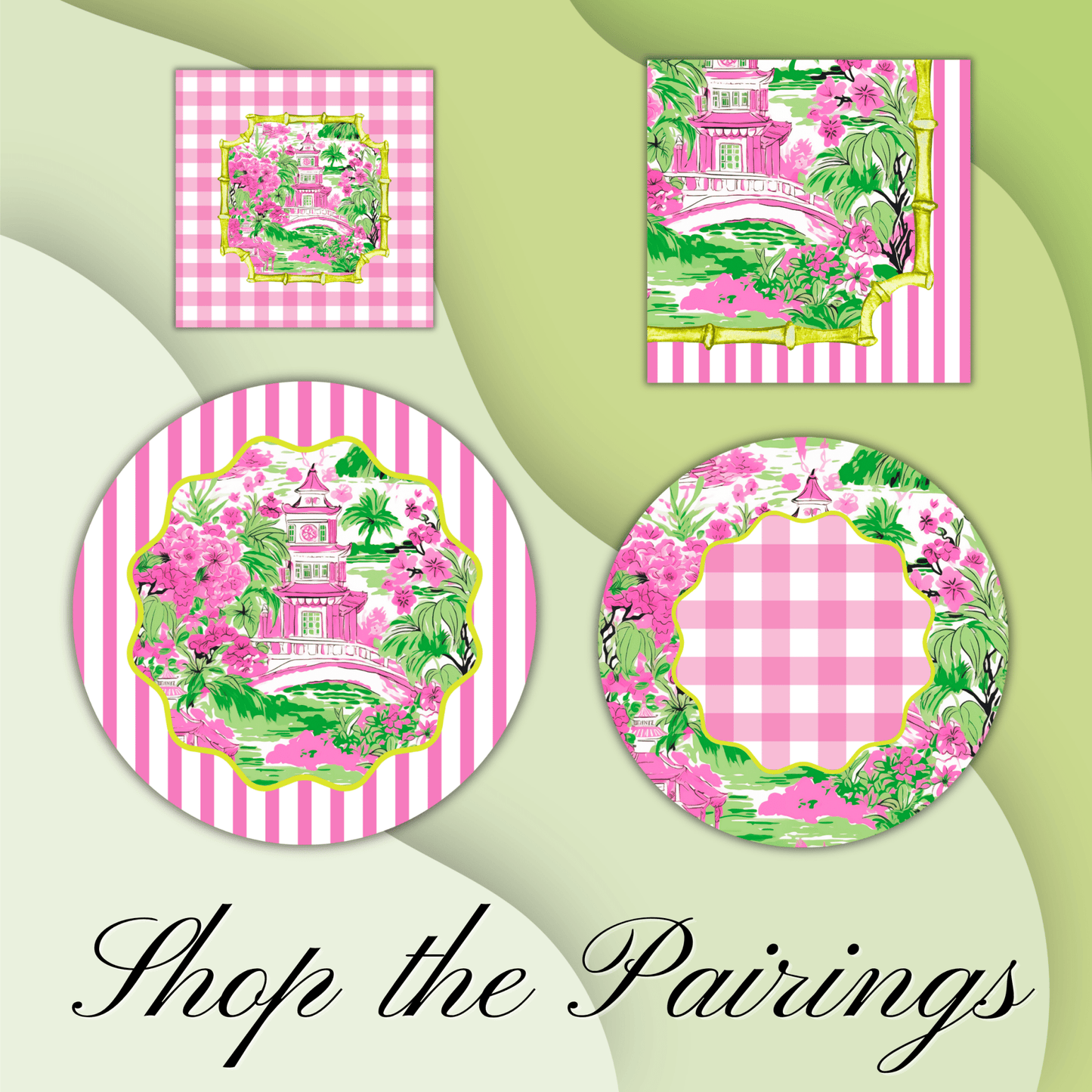 Mahjong 24ct 9" Paper Plates– Salad/Dinner Separates - Bella Boutique