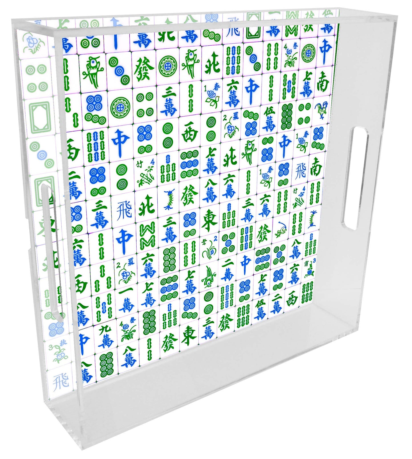 Blue & Green Mahjong Lucite Serving Tray - Bella Boutique