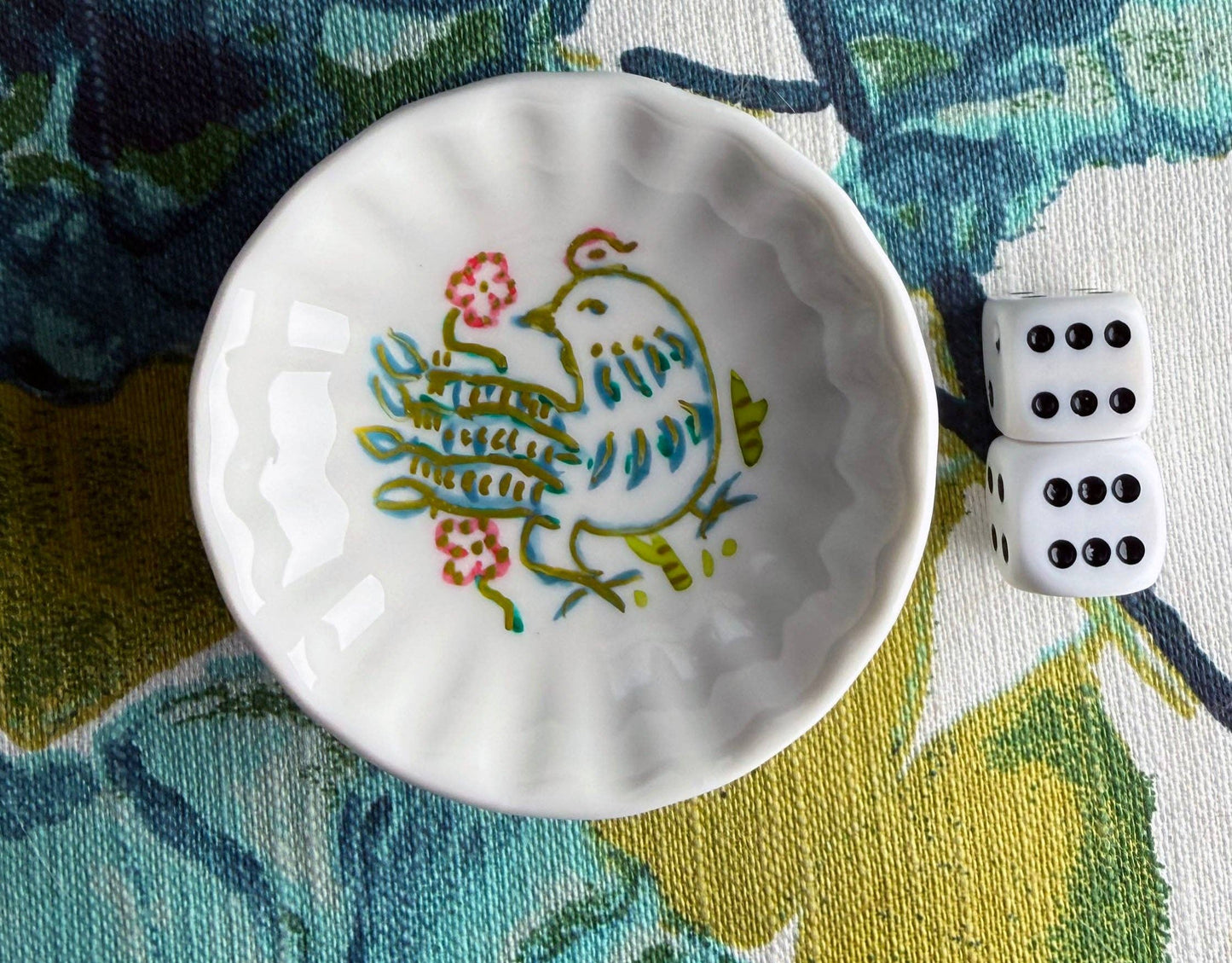 Lucky Chick Mahjong Dice Dish - Bella Boutique