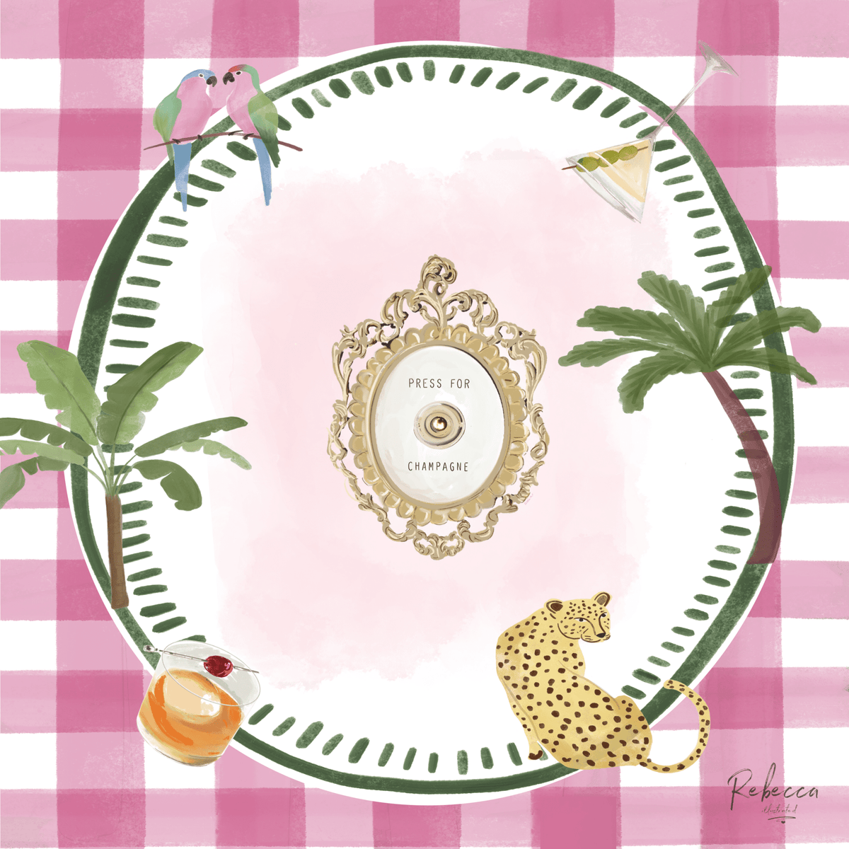 PINK GINGHAM-MAHJONG MAT (PREORDER) - Bella Boutique