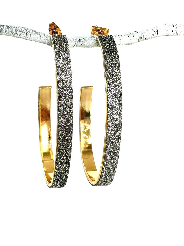 Shimmer Silver Hoops - Bella Boutique