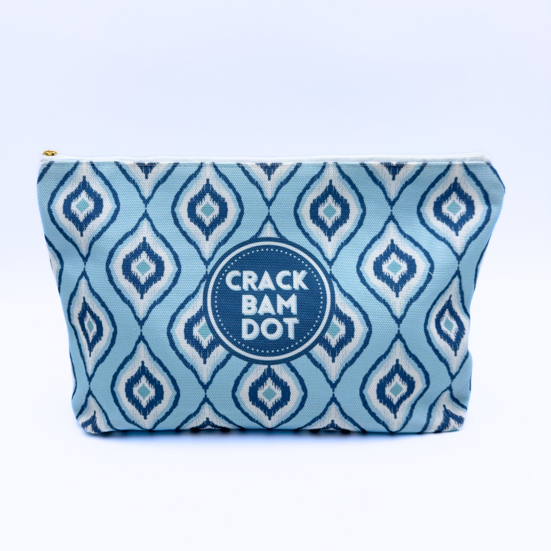 Mahjong Tile & Accessory Bag| Blue Navy Crack Bam Dot