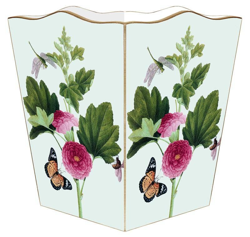 WB344-Pink Peony & Butterfly Wastepaper Basket - Bella Boutique