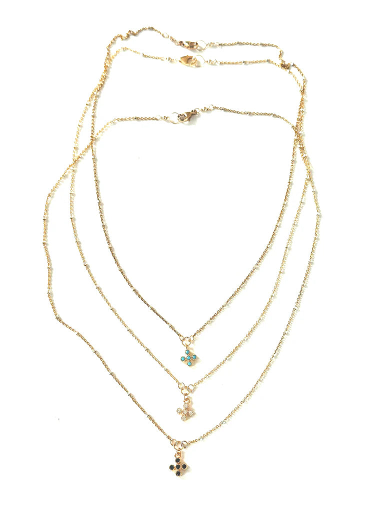 Tiny Clear CZ Cross - Bella Boutique