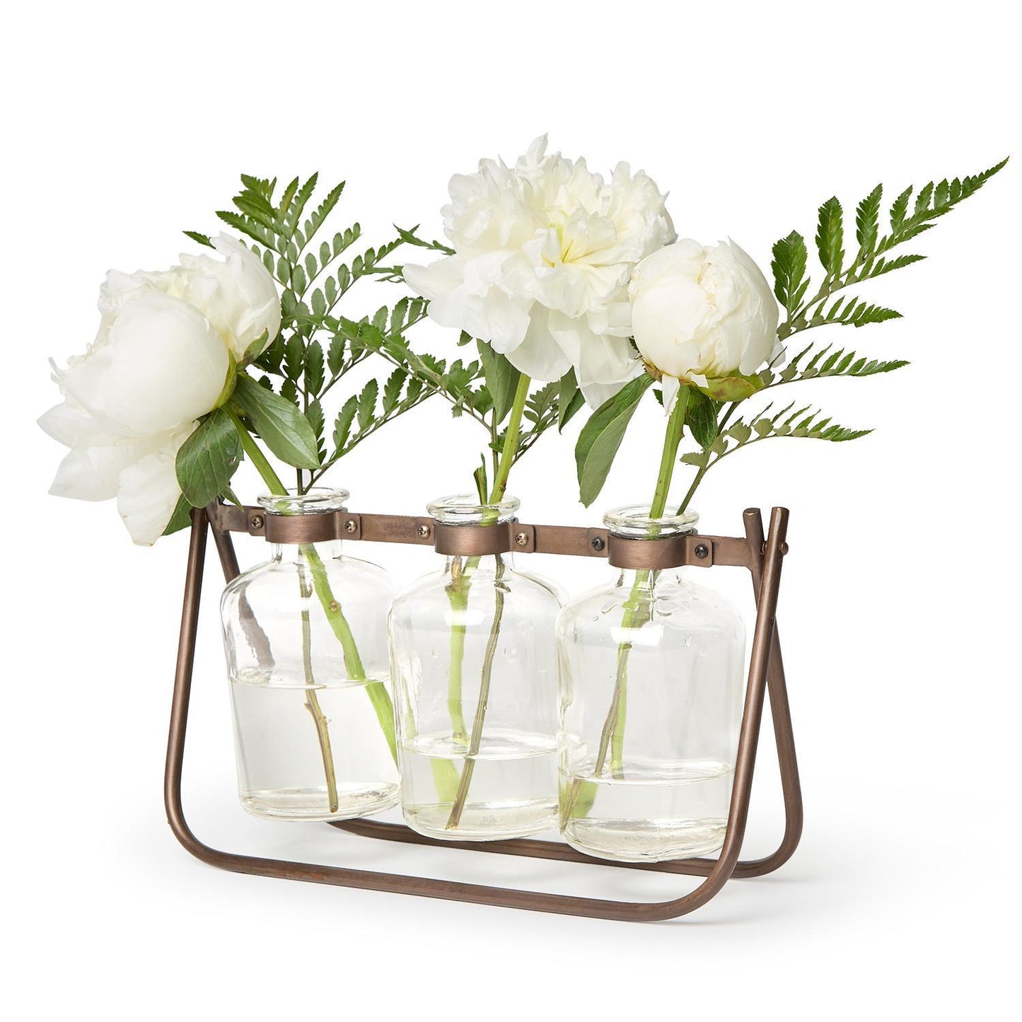 Three Glass vases on stand