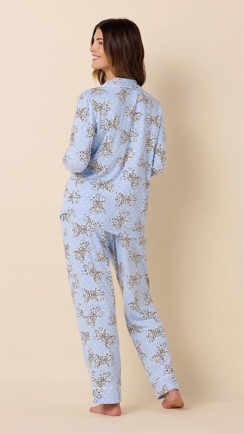 Bengal Blue Knit Long Sleeve Pajamas - Bella Boutique