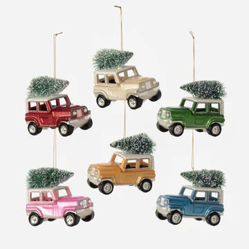 Jeep w/Sisal Tree Ornament - Bella Boutique