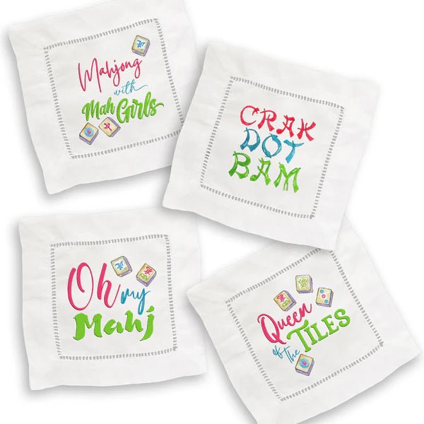 Mahjong Mixed Linen Cocktail Napkin Set - Bella Boutique