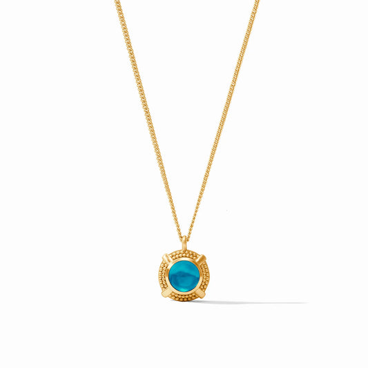 Cabochon Solitaire Necklace London Blue -OS - Bella Boutique