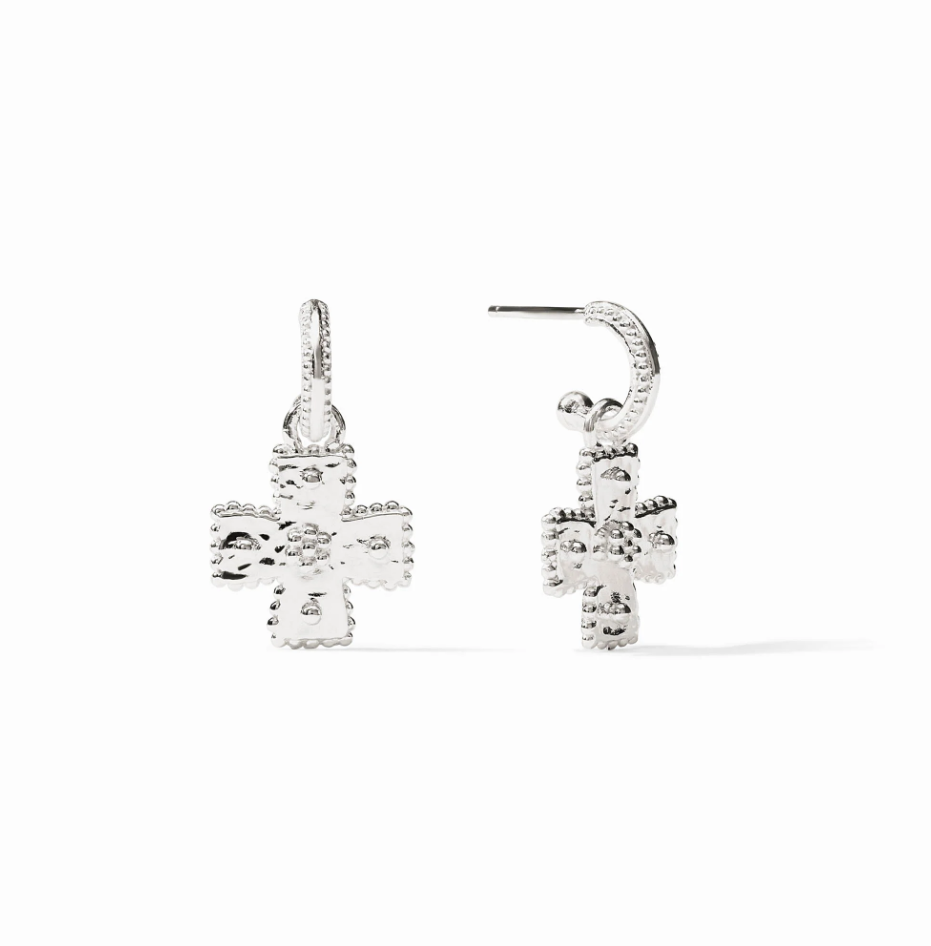 Malta Canterbury Hoop & Charm Earring Silver - Bella Boutique