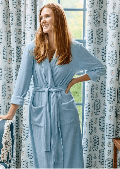 Women's Long Scallop Lightweight Robe - Bella Boutique