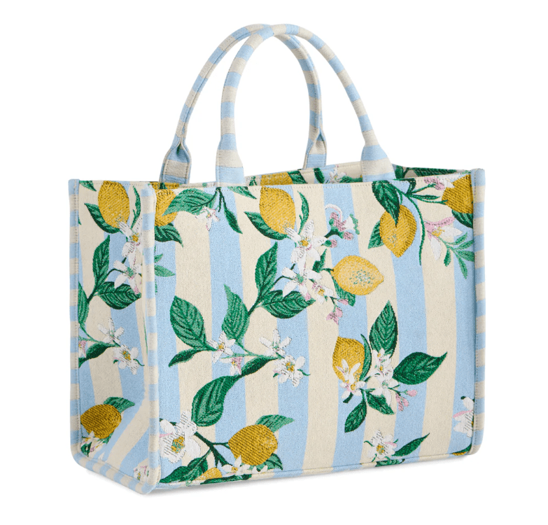 Lemon Stripe Jacquard Tote - Bella Boutique