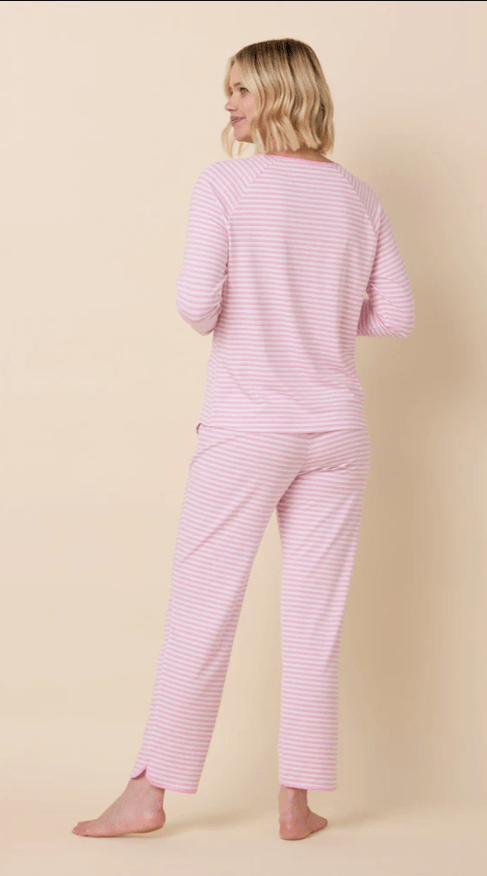 Essential Stripe Pima Knit Simple Set Pink - Bella Boutique