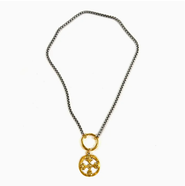 Open Coin Cross Drop - Bella Boutique