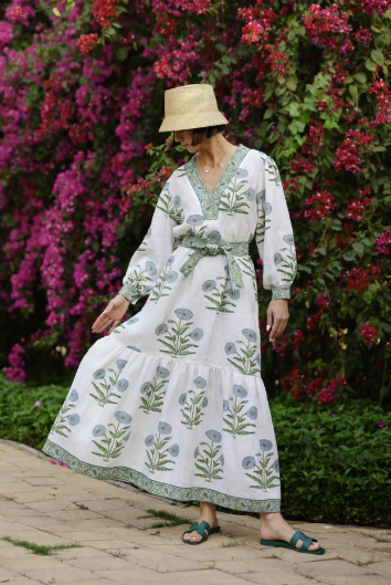 Capri maxi dress blue flower