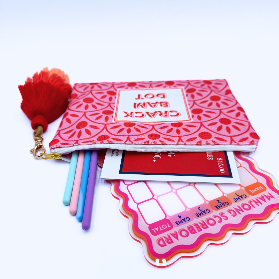 Mahjong Card & Accessory Bag | Fits Oversized League Cards & Mini 20mm Mahjong Tile Sets