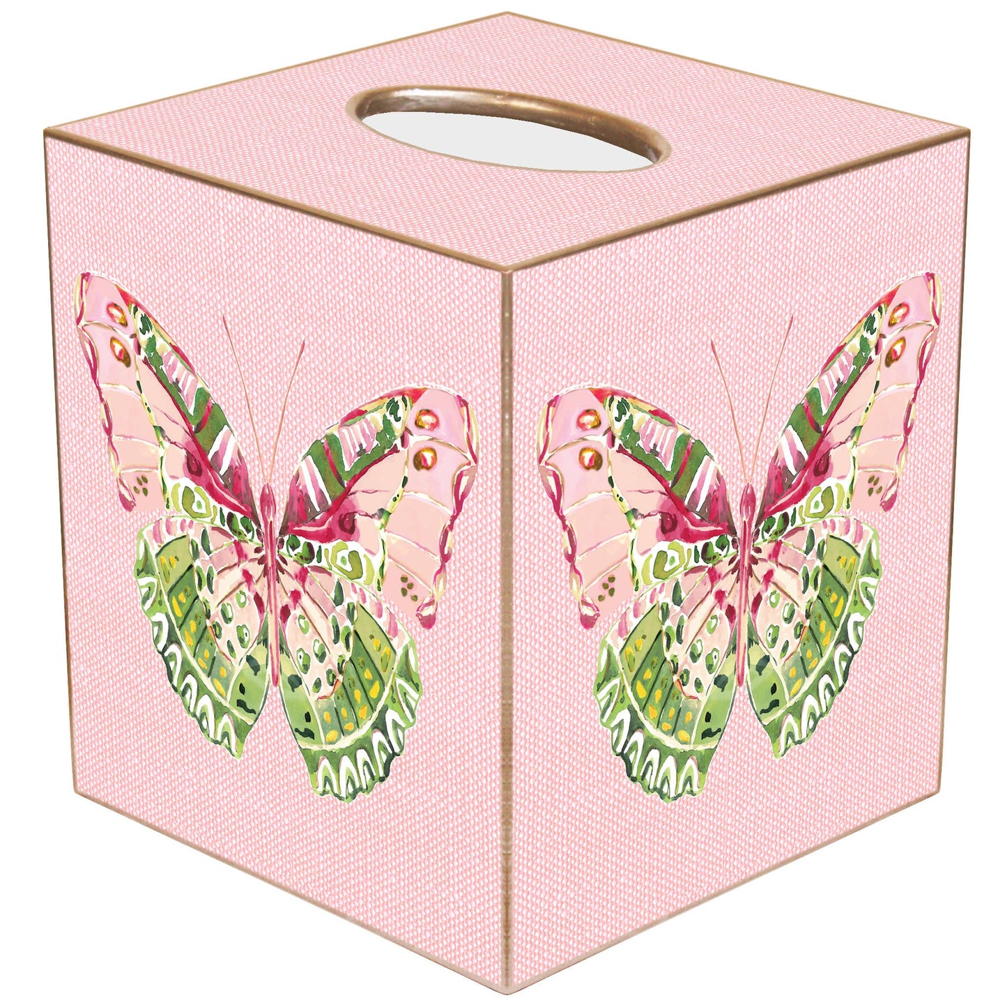 TB7780-Pink Linen Butterfly Tissue Box