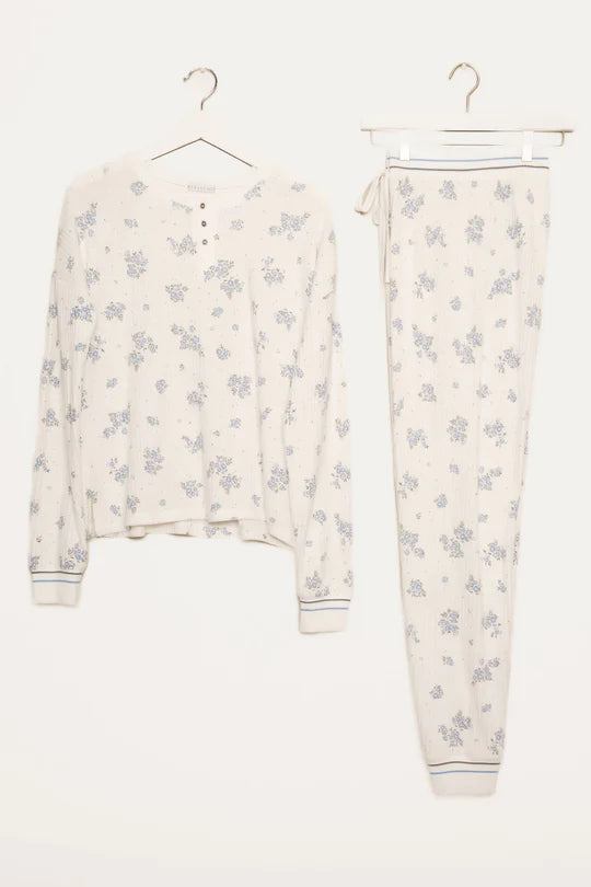 Ivory Blue Flower PJ Set