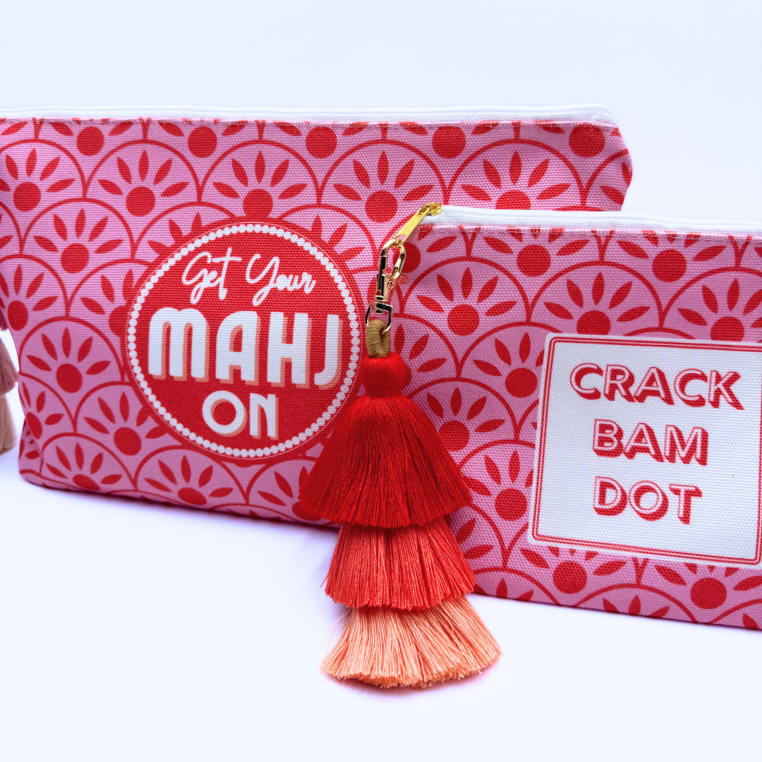 Mahjong Card & Accessory Bag | Fits Oversized League Cards & Mini 20mm Mahjong Tile Sets