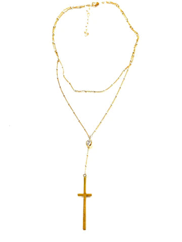 CV DESIGNS CHOKER DOUBLE CHAIN CROSS