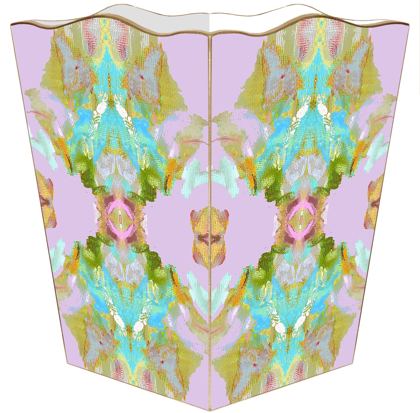 WB7913-Stained Glass Lavender Wastebasket