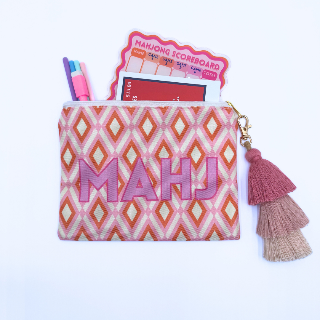 Mahjong Card & Accessory Bag | Fits Oversized League Cards & Mini 20mm Mahjong Tile Sets